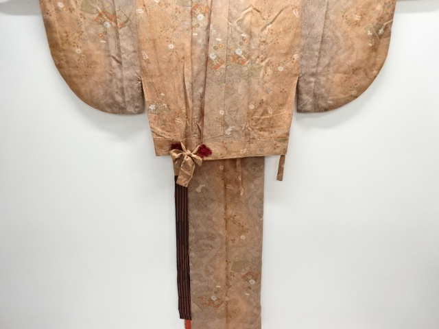 籠目に秋草模様二部式小紋着物